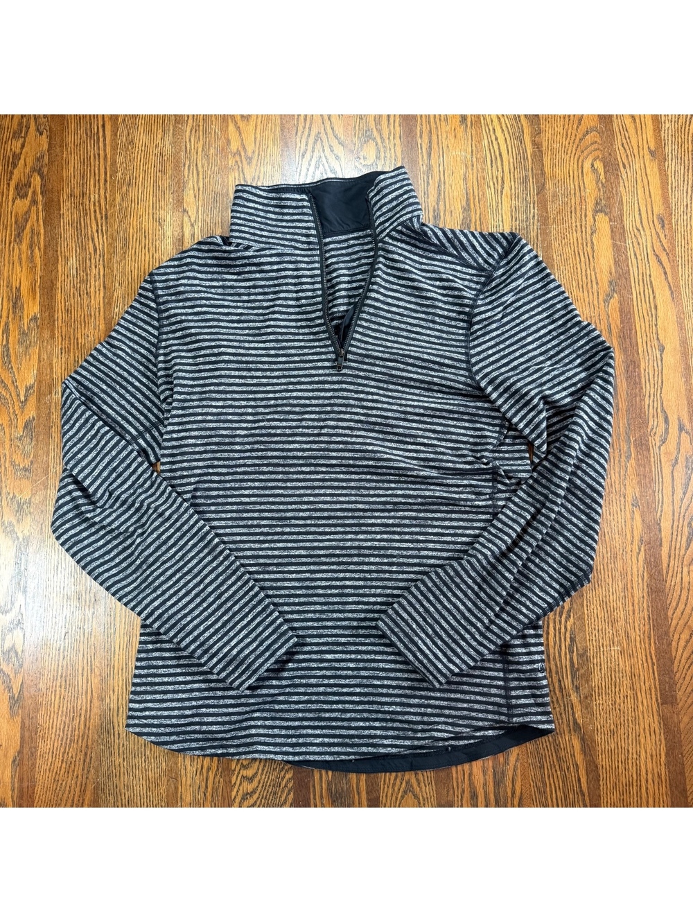Lululemon Studio 1/4 Zip Pullover Jacket Striped Heathered Black Gray Men's Sz S